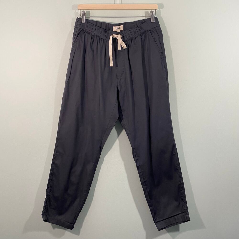 Pact Men Grey Twill Organic Cotton Pull On Straight Leg Pants Size L NWT